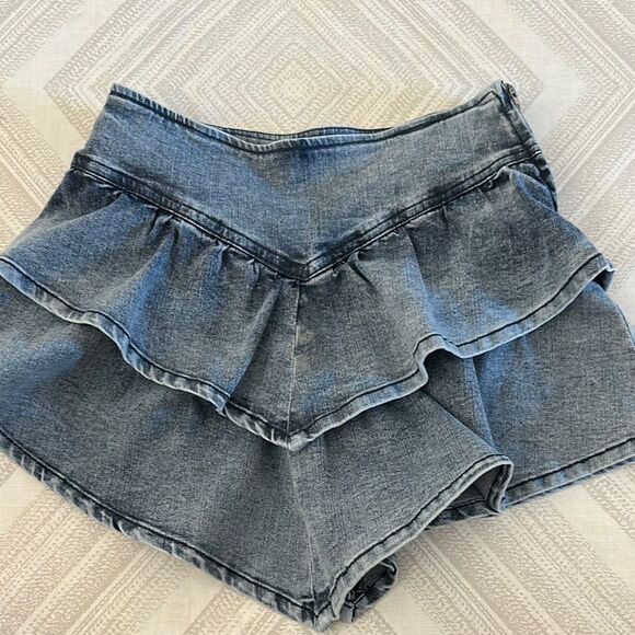 Katie J NYC Denim Ruffle Girls Skirt - Size L - Picture 1 of 6
